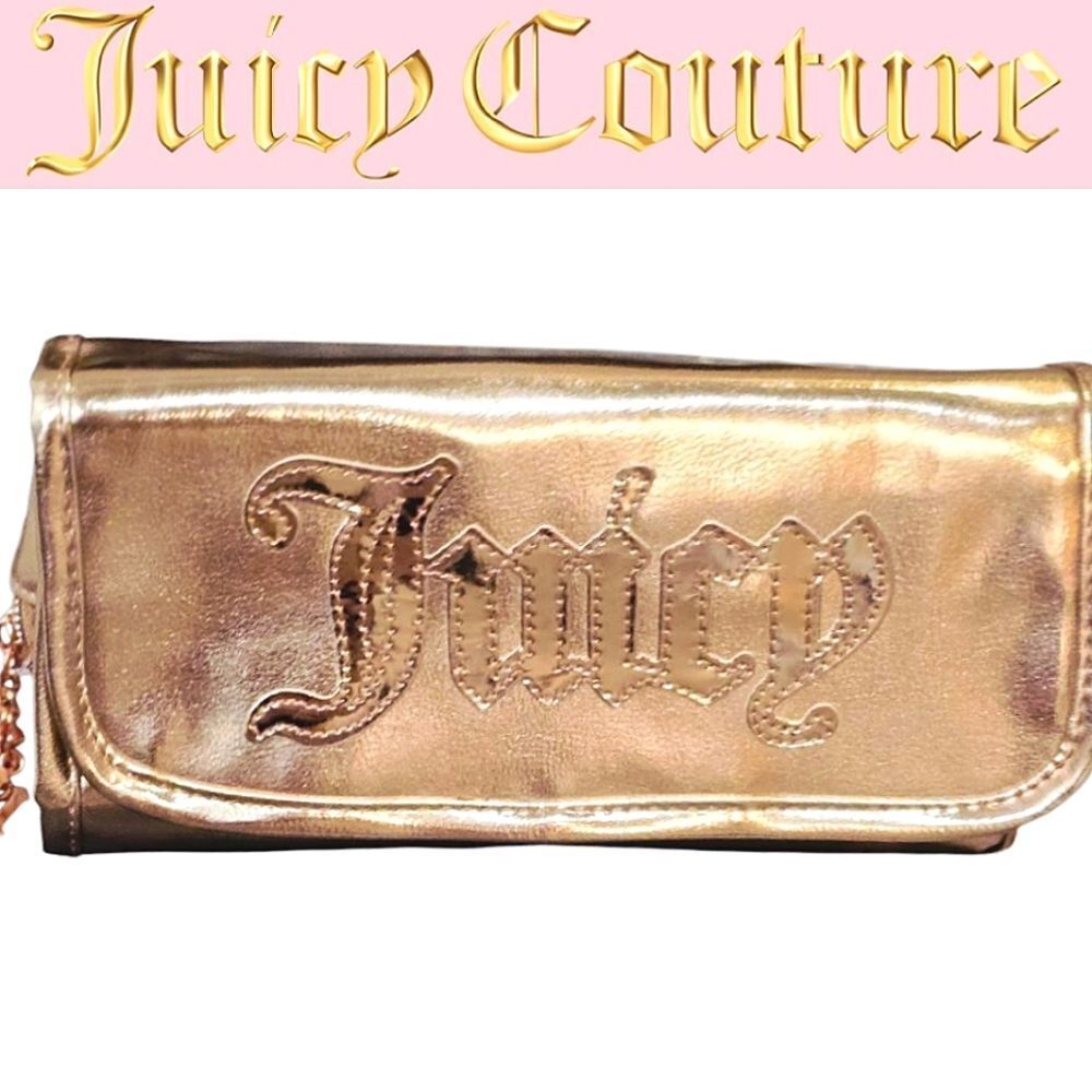 Juicy Couture Metallic Fold-Over‎ Brush Holder Cosmetic Bag